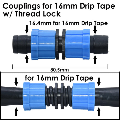 20PCS 5/8 inch Drip Tape Couplings for Irrigation 16mm Hose Repair 2-Way Quick Connector Thread Lock Extension Joint