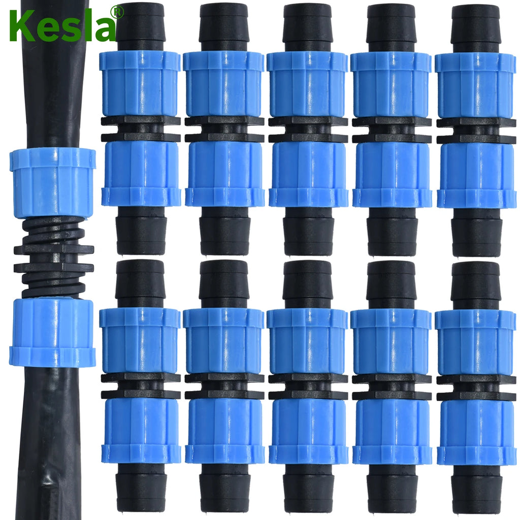 20PCS 5/8 inch Drip Tape Couplings for Irrigation 16mm Hose Repair 2-Way Quick Connector Thread Lock Extension Joint