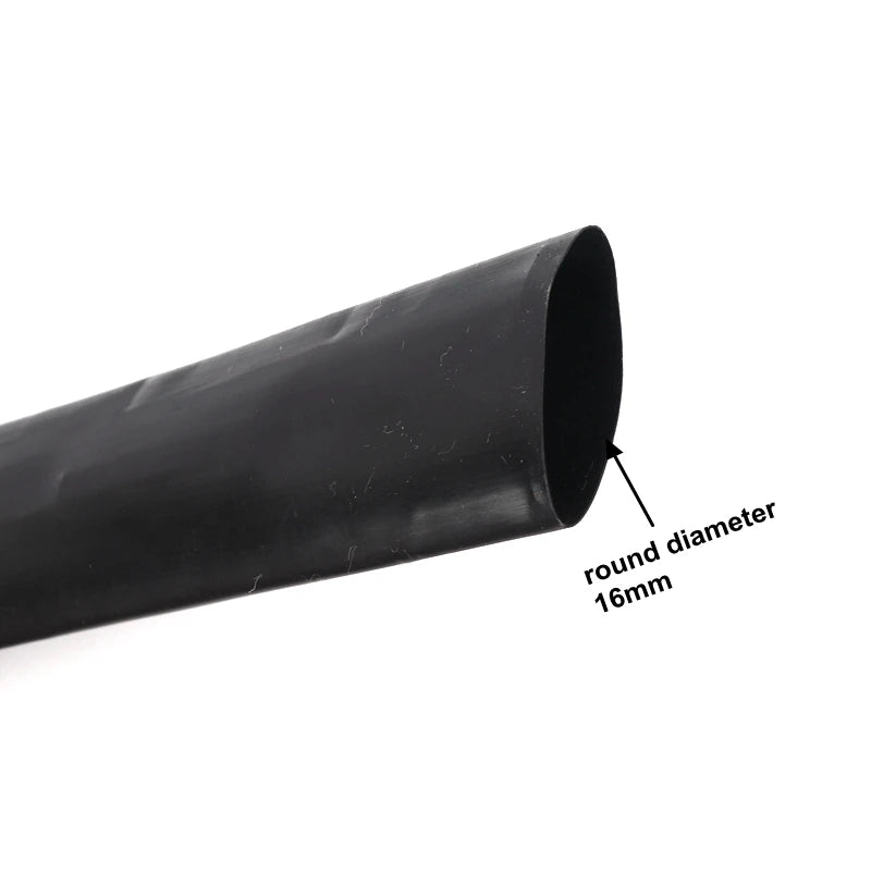 Black round tube with a diameter of 16mm on a white background
