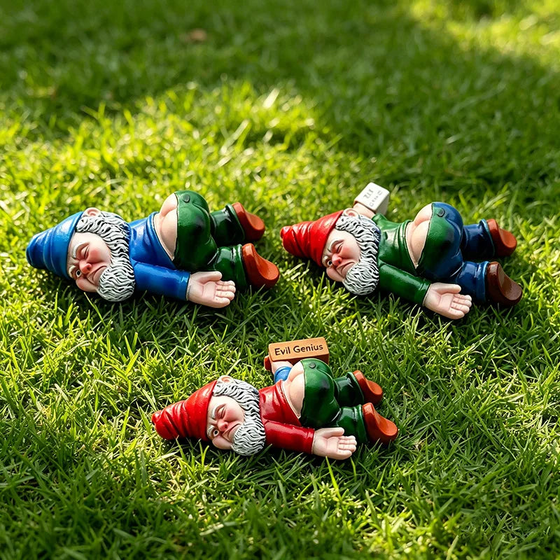 Drunken Garden Gnome Statue – Funny Resin Ornament