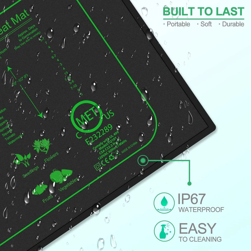 Seedling Heat Mat 50W with Thermostat (9.8" x 20.5")