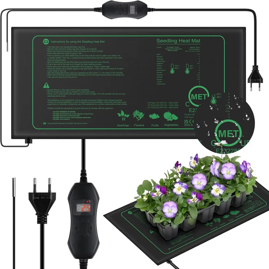 Seedling Heat Mat 50W with Thermostat (9.8" x 20.5")