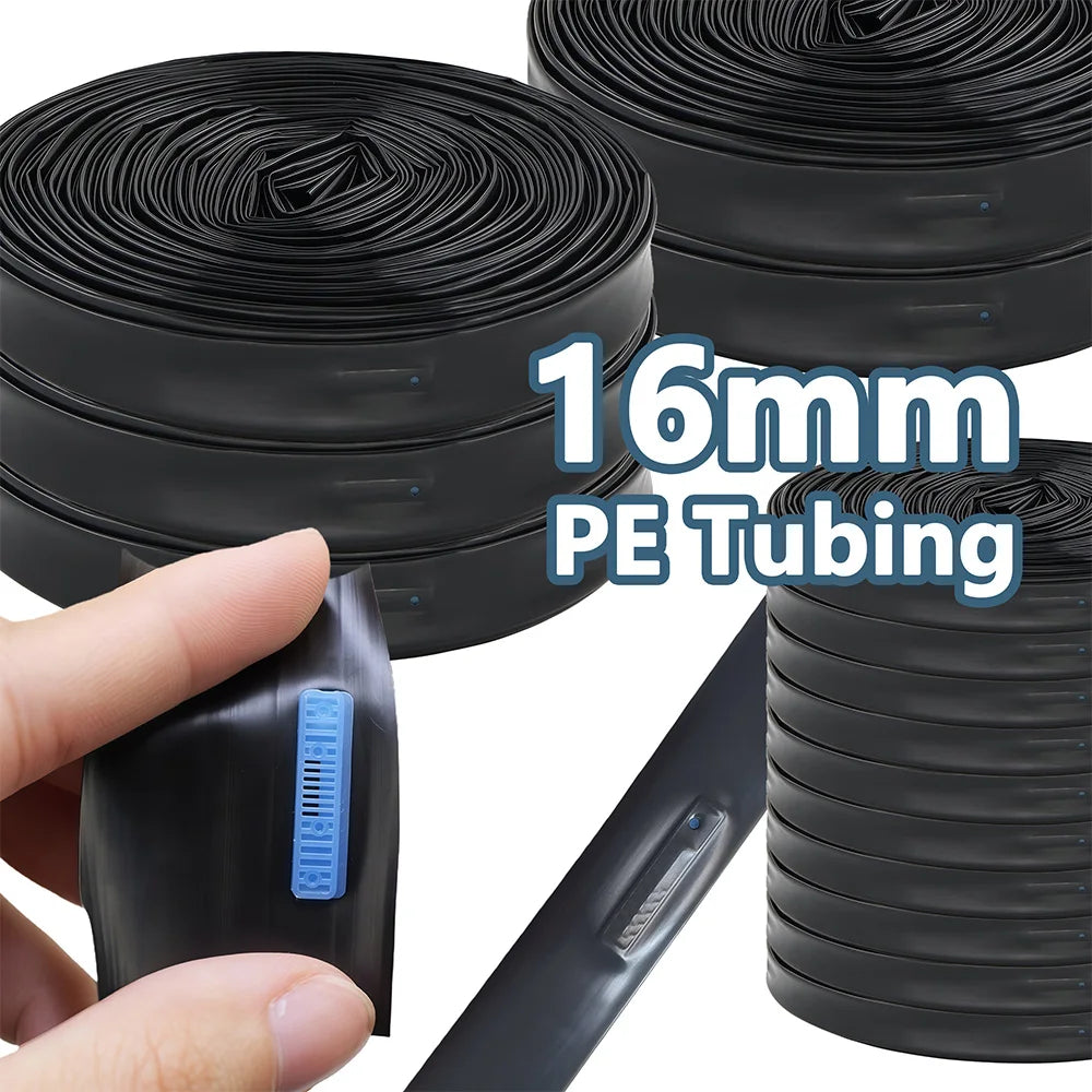 50/100m Drip Tape 16mm PE Tubing Spacing 10-40cm for Garden Greenhouse Watering Farm Agricultural Irrigation Soaker Hose Dripper