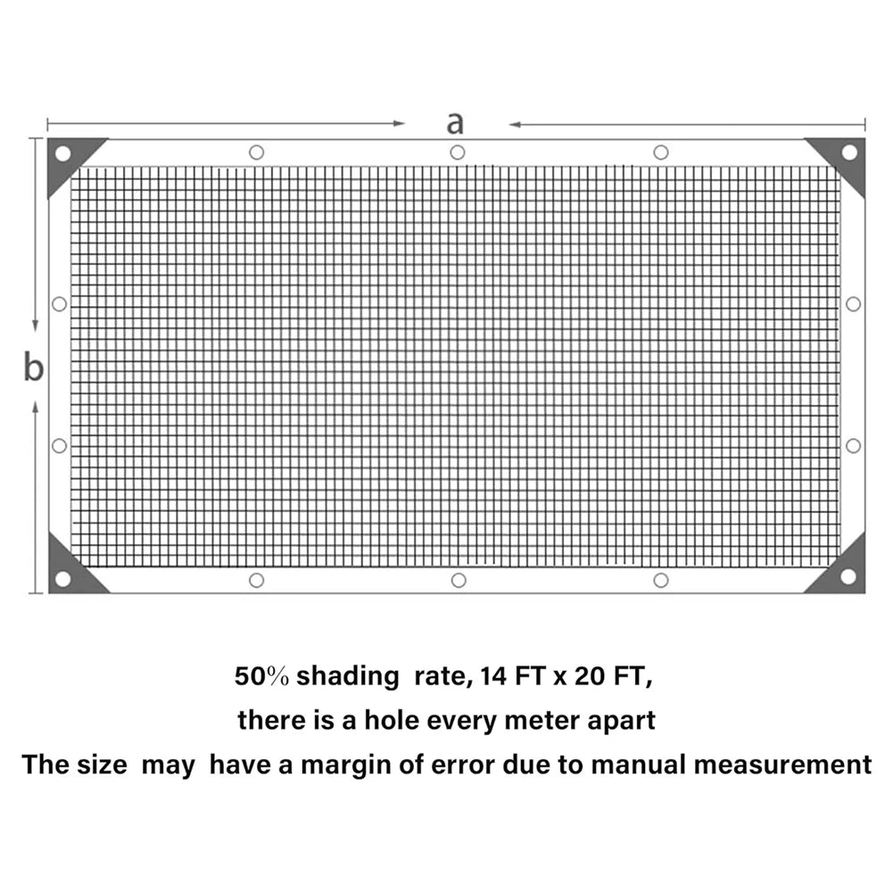 50% Black Shade Cloth with Grommets Durable Mesh Tarp Resistant Garden Sun Shade Netting for Pergola Greenhouse Plants Growing