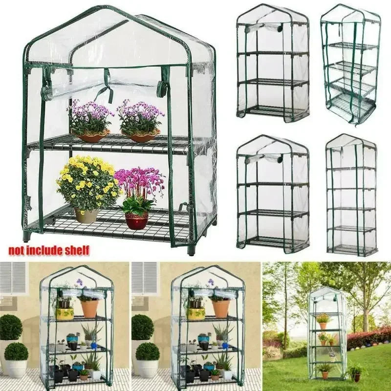 PVC Plastic Mini Greenhouse Tiered Growbag Grow House with Cover Five Floor Green Garden Greenhouse Outdoor for Household