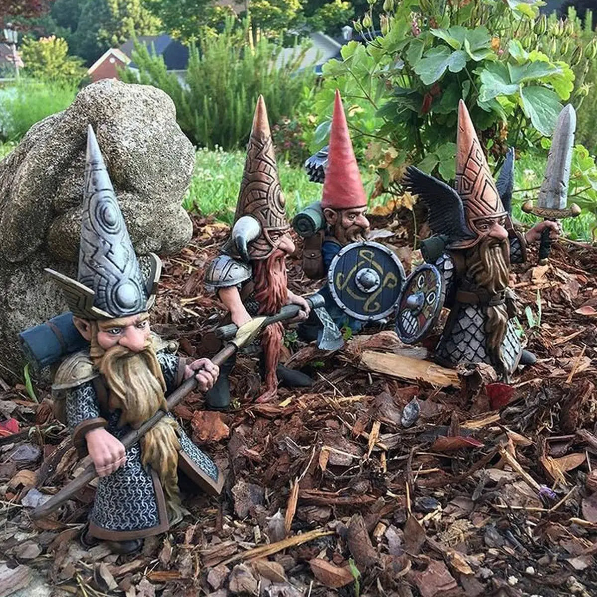 Medieval Warrior Garden Gnome Statues – 4 Styles (Resin, Outdoor)