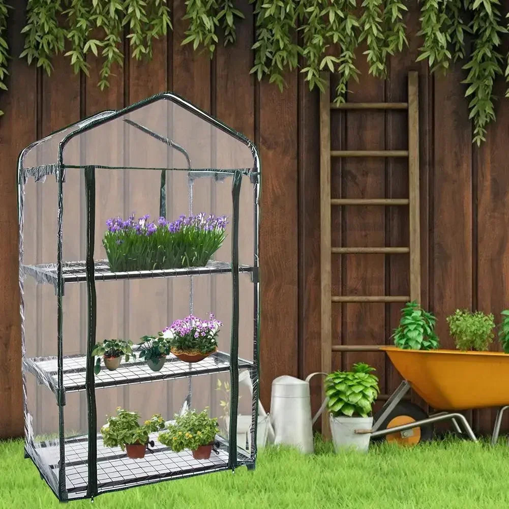 PVC Plastic Mini Greenhouse Tiered Growbag Grow House with Cover Five Floor Green Garden Greenhouse Outdoor for Household