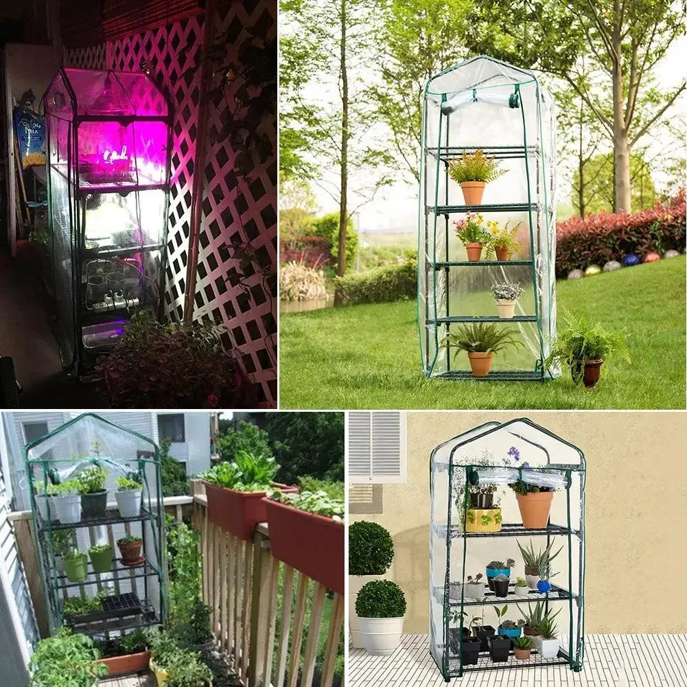 PVC Plastic Mini Greenhouse Tiered Growbag Grow House with Cover Five Floor Green Garden Greenhouse Outdoor for Household