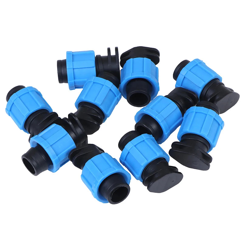 10PCS 16mm Drip Irrigation Tape End Plug Pipe Fitting Connectors Thread Lock