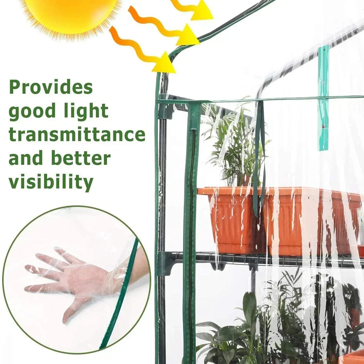 PVC Plastic Mini Greenhouse Tiered Growbag Grow House with Cover Five Floor Green Garden Greenhouse Outdoor for Household