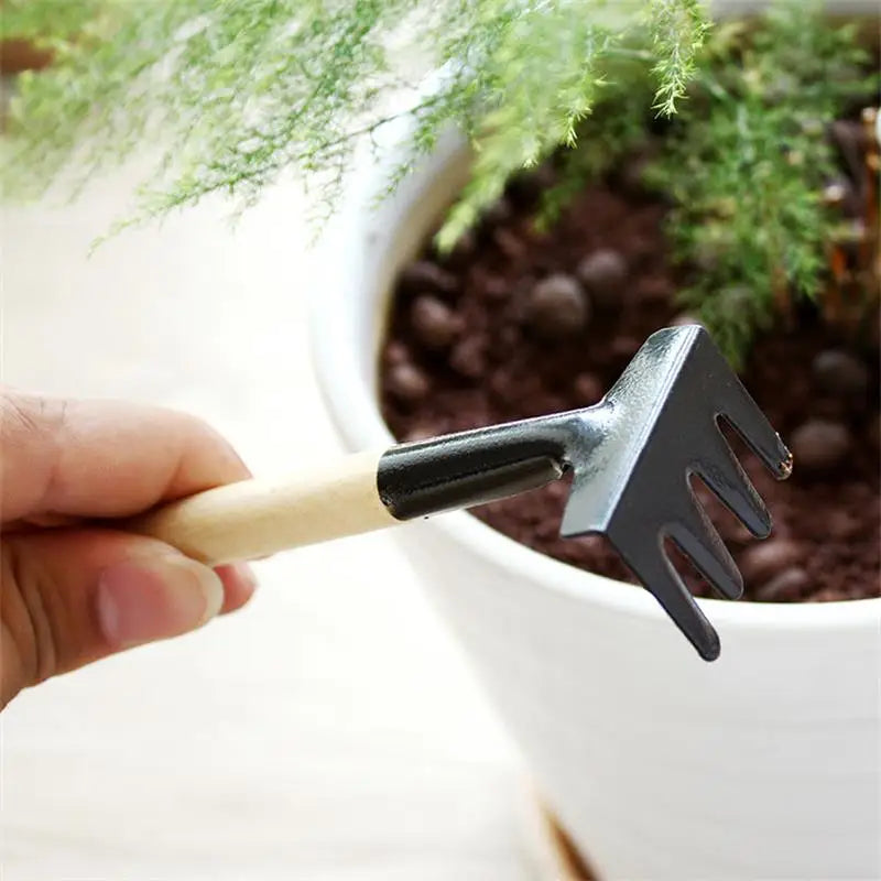 Mini Decorative Garden Tool Set – 3-Piece Wood & Iron
