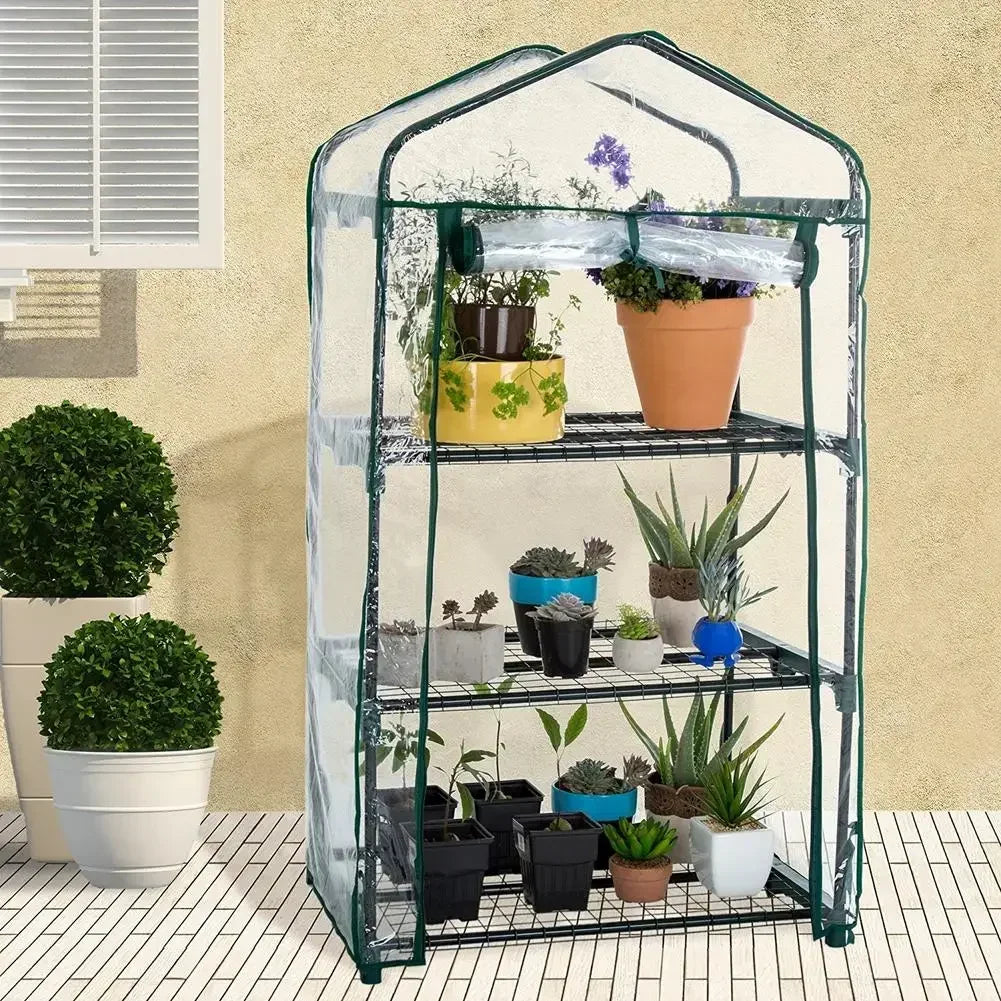 PVC Plastic Mini Greenhouse Tiered Growbag Grow House with Cover Five Floor Green Garden Greenhouse Outdoor for Household