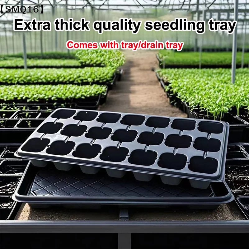 10Pcs Seedling Trays Plastic Gardening Germination Trays Black Seedling Container Garden Supplies For Vegetable Flower【SMQ】