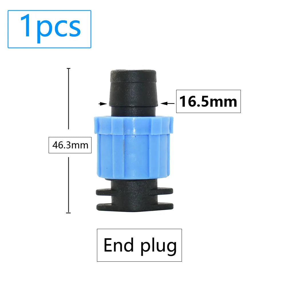 16mm Drip Tape Connectors – Tee, Elbow, End Cap & More (5/8")