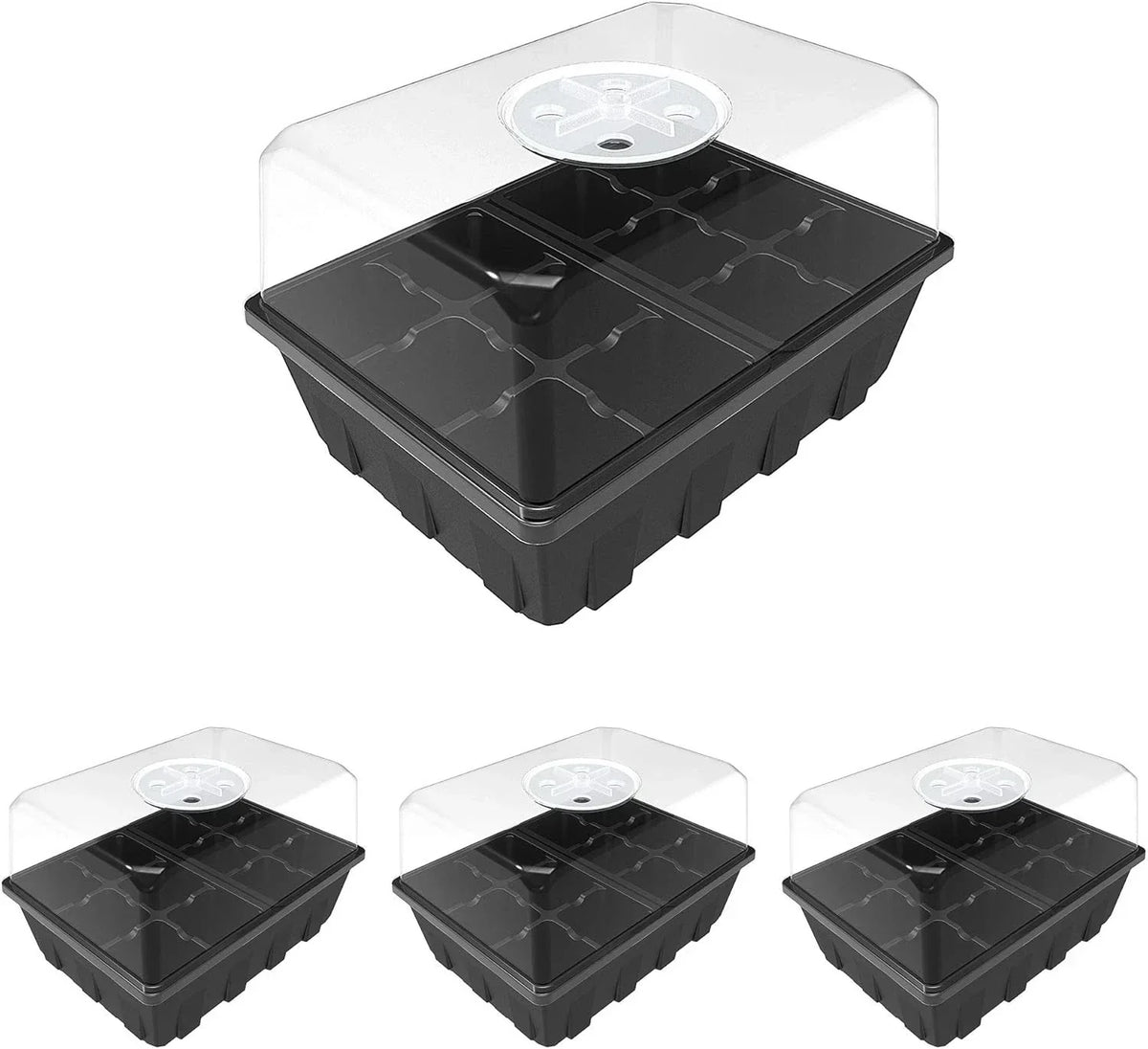 Gardzen Seed Starting Tray 3-Pack - Durable Black Plant Germination Trays for Seedlings