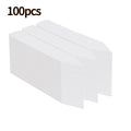 Three white card holders with a label indicating 100 pieces on a white background