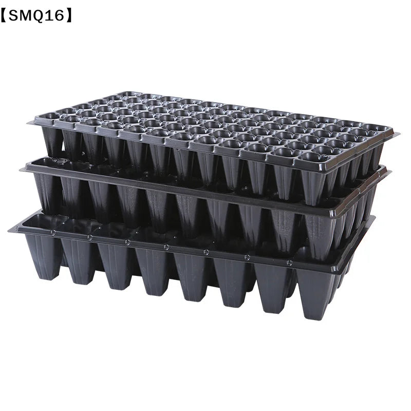 Three stacked black plastic seedling trays with 16 cells each, shown on a plain white background. The text '[SMQ16]' is visible in the top-left corner.